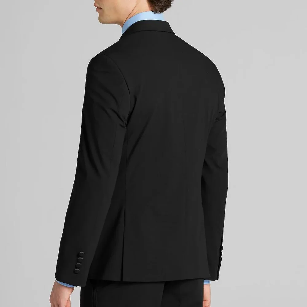NEW Egara Skinny Fit Satin Peak Lapel Black Tuxedo Jacket 40 REGULAR 40R - Picture 5 of 8